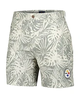 Margaritaville Men's Gray Pittsburgh Steelers Sandwashed Monstera Print Amphib Shorts