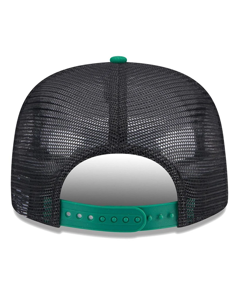New Era Men's Black/Kelly Green Boston Celtics Throwback Team Arch Golfer Snapback Hat