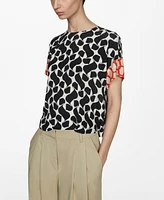 Mango Women's Contrasting Trims Detail Printed Blouse