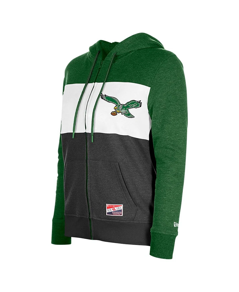 New Era Women's Black Philadelphia Eagles Color-Block Full-Zip Hoodie