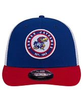 New Era Men's Royal Kansas Jayhawks Throwback Circle Patch 9Fifty Trucker Snapback Hat