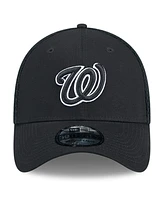 New Era Men's Washington Nationals Evergreen Black White Neo 39Thirty Flex Hat