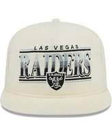 New Era Men's Cream Las Vegas Raiders Throwback Corduroy Golfer Snapback Hat