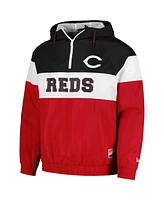 New Era Men's Red Cincinnati Reds Ripstop Raglan Quarter-Zip Hoodie Windbreaker Jacket