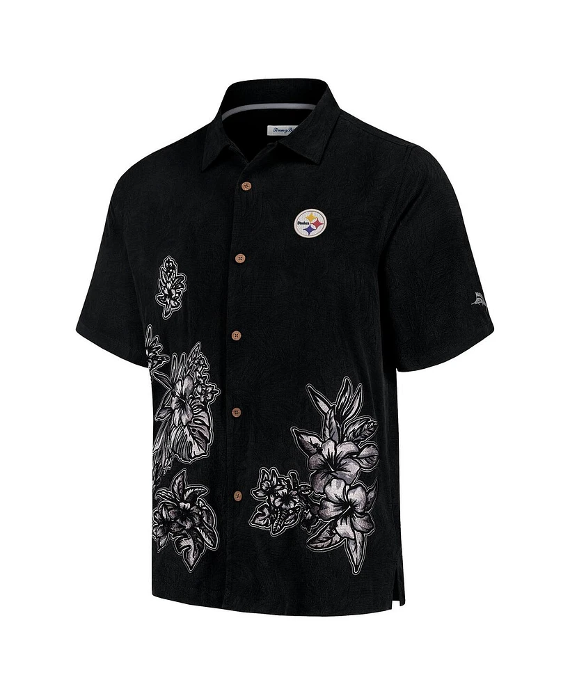 Tommy Bahama Men's Black Pittsburgh Steelers Hibiscus Camp Button-Up Shirt