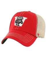 47 Brand Men's Red Wisconsin Badgers Trawler Clean Up Adjustable Hat