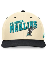 Nike Men's Cream/Black Florida Marlins Rewind Cooperstown Collection Performance Snapback Hat