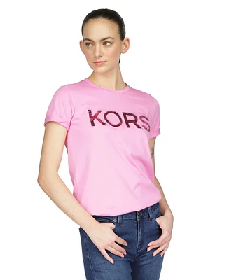 Michael Kors Women's Cotton Sequin Logo T-Shirt