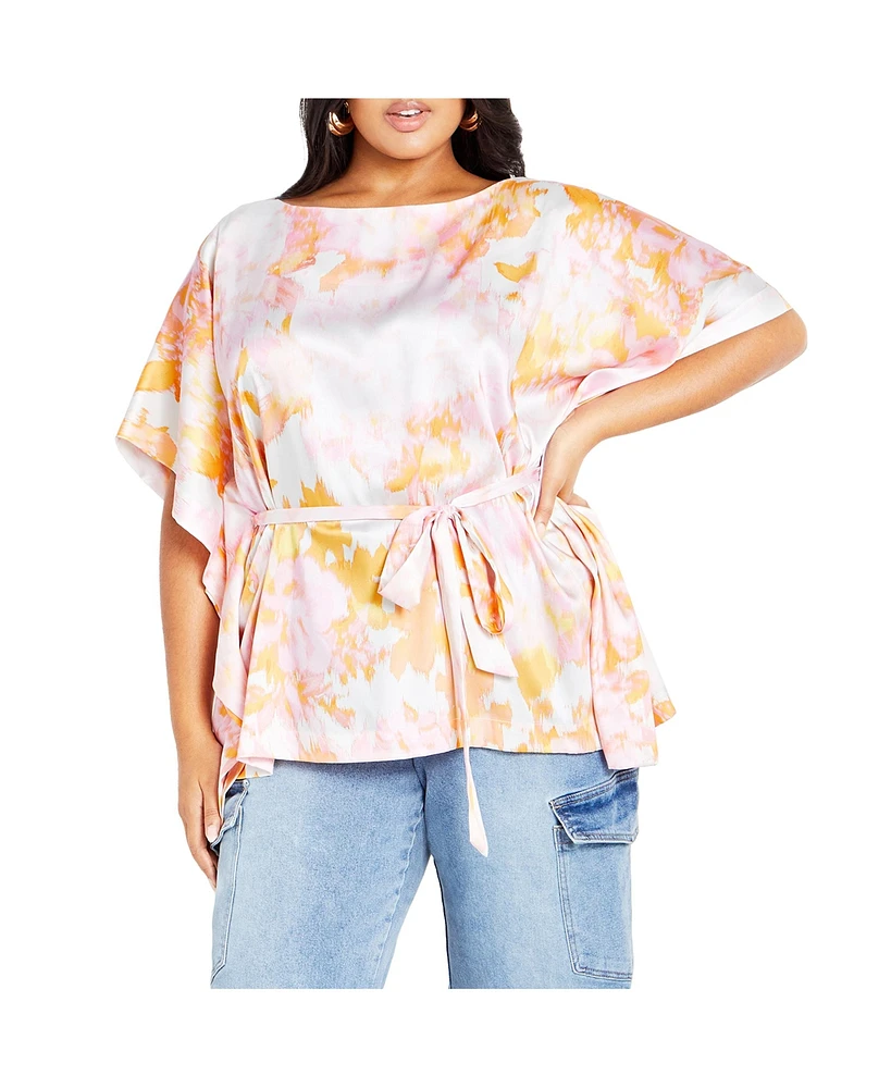 City Chic Plus Sunset Print Top