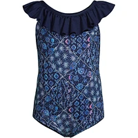 Lands' End Girls Scoop Ruffle Neck One Piece Swimsuit