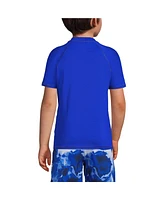 Lands' End Big Boys Husky Chlorine Resistant Short Sleeve Crew Neck Upf 50 Rash Guard