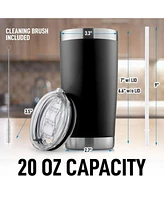 Zulay Kitchen 20oz Stainless Steel Tumbler With Lid and Straw - Sweat-Free Travel Coffee Mug Cups