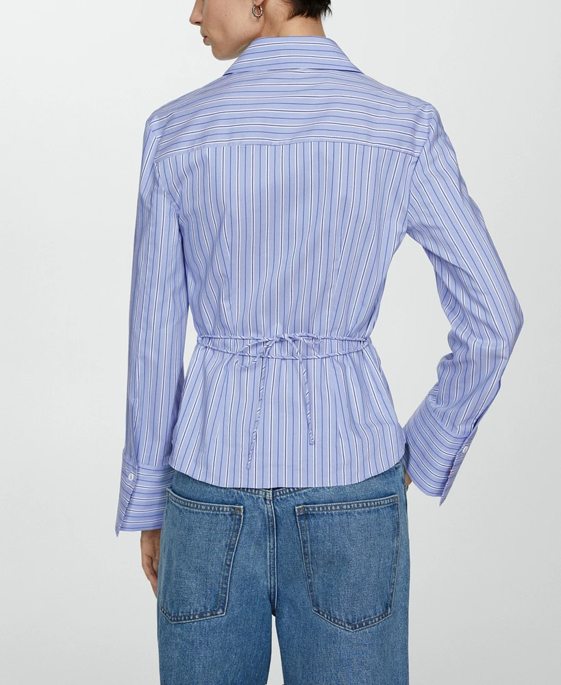 Mango Women's Striped Bow Blouse