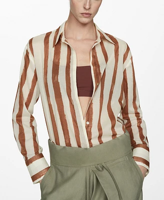 Mango Women's 100% Cotton Striped Shirt