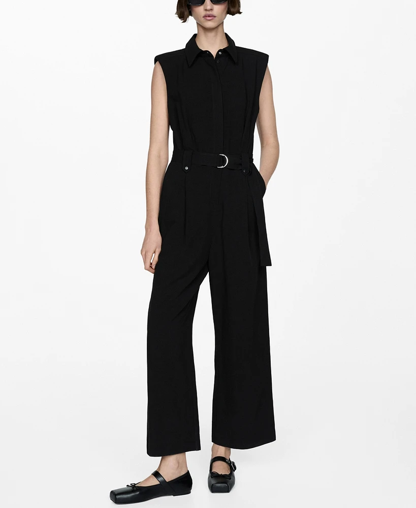 Mango Women's Belt Clips Detail Jumpsuit