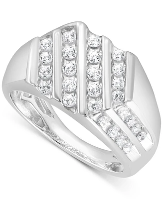 Men's Diamond Diagonal Channel-Set Ring (1 ct. t.w.) in 10k White Gold
