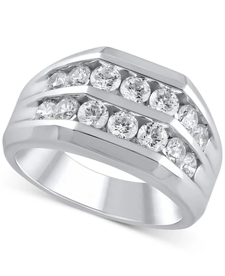 Men's Diamond Two-Row Channel-Set Ring (1-1/2 ct. t.w.) in 10k White Gold