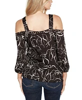 Belldini Women's Embellished Cold Shoulder Top