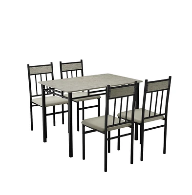 Slickblue 5 Pieces Faux Marble Dining Set Table with Solid Steel Frame