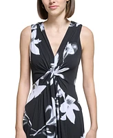 Calvin Klein Women's V-Neck Jersey A-Line Sleeveless Dress