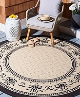 Safavieh Courtyard CY0901 Sand and Black 5'3" x 5'3" Round Outdoor Area Rug