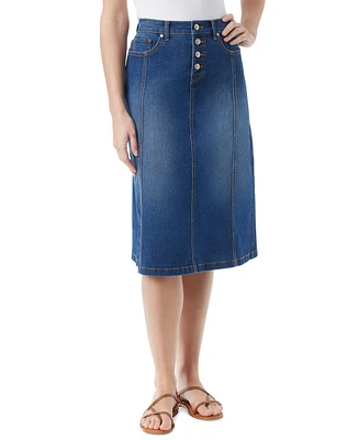 Gloria Vanderbilt Women's A-Line Midi Denim Skirt