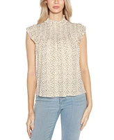 Belldini Women's Smocked Dot-Print Knit Top