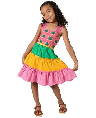 Rare Editions Little Girls Crochet Colorblocked Dress