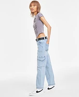 Madden Girl Juniors' Belted Skater Jeans