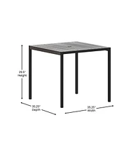 Merrick Lane Faux Teak Outdoor Dining Table With Powder Coated Steel Frame And Umbrella Hole