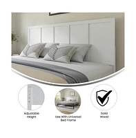 Merrick Lane Grady King Raised Panel Wooden Adjustable Headboard Only