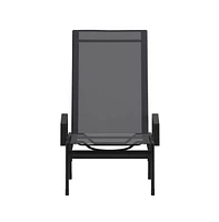 Emma+Oliver Braelin Textilene Adjustable 5 Position Patio Chaise Lounge With Armrests And Metal Frame