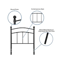 Merrick Lane Kildare Twin Metal Headboard Contemporary Arched Headboard With Adjustable Rail Slots