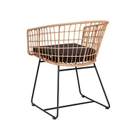Emma+Oliver Ari Set Of Two All-Weather Faux Rattan Rope Chairs With Padded Cushions For Indoor And Outdoor Use