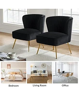 Hulala Home Velvet Accent Chair with Gold Metal Legs for Bedroom Guest Room Vanity