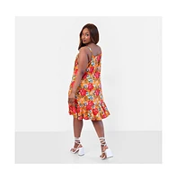 Rebdolls Plus Size Island Dream Tropical Print Shift Mini Dress