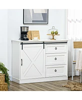 Homcom Farmhouse Coffee Bar Cabinet, Kitchen Sideboard, Buffet Cabinet