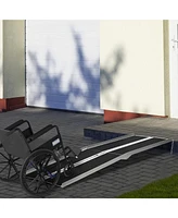 Homcom 8' Aluminum Skidproof Pvc Portable Wheelchair Ramp for Home, Steps, Doorways, Carpeted Foldable Handicap Ramp, Threshold Ramp with Durability f