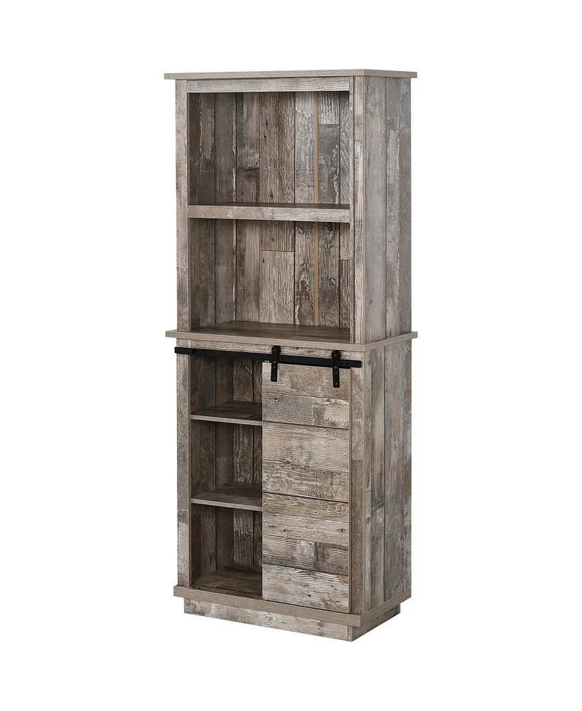 Homcom Freesding Rustic Kitchen Pantry Storage Cabinet with Barn Door Design