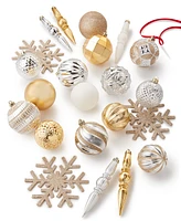 Holiday Lane Shine Bright Set of 30 Gold and Silver Mixed Shatterproof Ornaments in Box, Created for Macy's