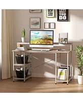 Homcom Computer Desk with Shelves Home Office Gaming Table Workstation