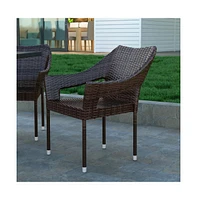 Emma+Oliver Embry All-Weather Indoor/Outdoor Stacking Patio Dining Chairs With Steel Frame And Weather Resistant Pe Rattan