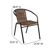 Pack Rattan Indoor-Outdoor Restaurant Stack Chair With Curved Back