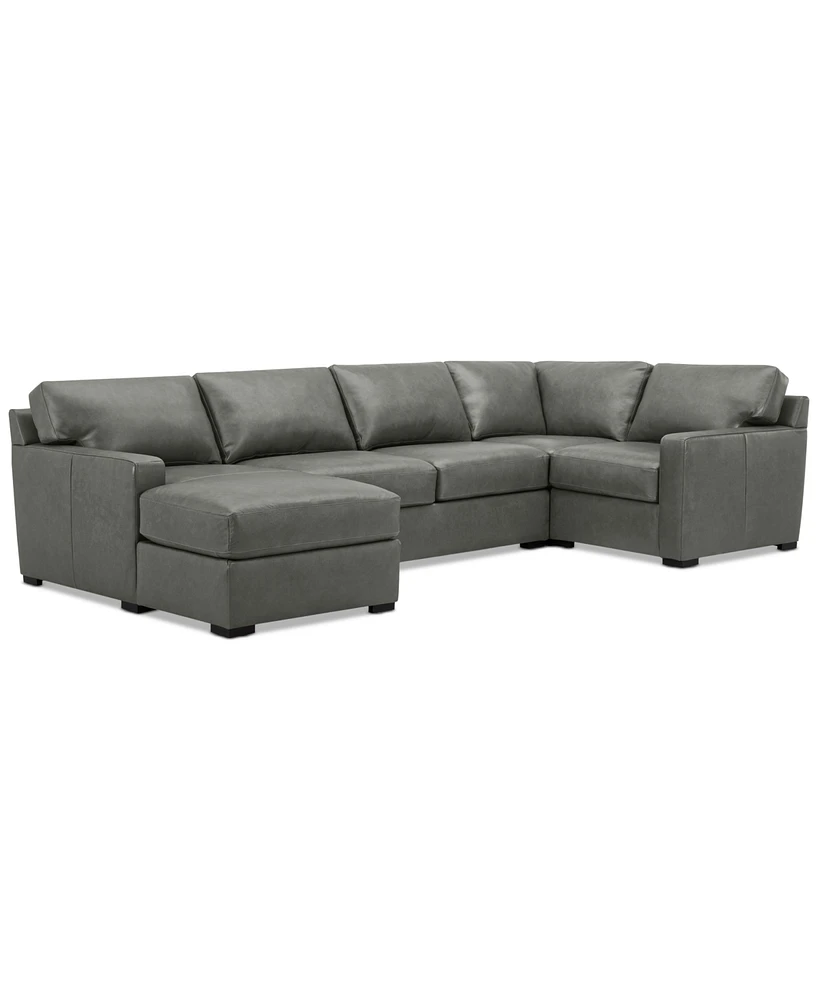 Radley 136" 4-Pc. Leather Square Corner Modular Chaise Sectional, Created for Macy's