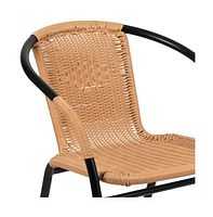 Pack Rattan Indoor-Outdoor Restaurant Stack Chair With Curved Back