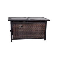 Ilya 50,000 Btu Propane Gas Fire Table With Weather Resistant Wicker Base, Steel Tabletop, Glass Beads And Hideaway Tank Holder