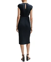 Boss by Hugo Women's High-Shine Plisse Belted Sleeveless Dress
