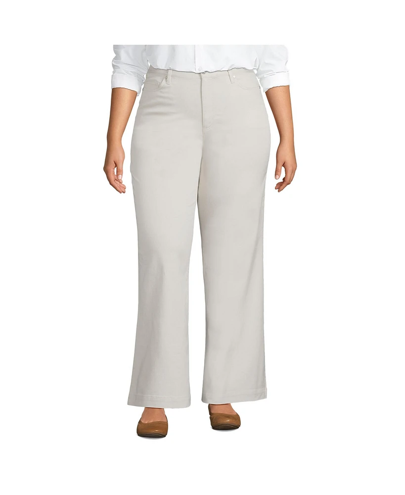 Lands' End Plus High Rise 5 Pocket Wide Leg Chino Pants