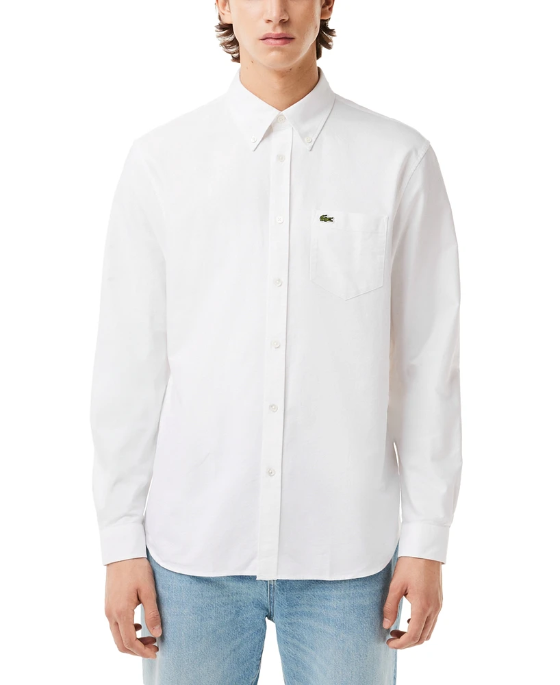 Lacoste Men's Woven Long Sleeve Button-Down Oxford Shirt