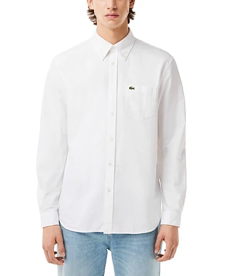 Lacoste Men's Woven Long Sleeve Button-Down Oxford Shirt